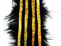 Hareline Bling Rabbit Strips - Black with Holo Gold Accent